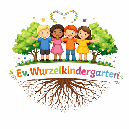 Quelle: KI generiert - Evangelischer Wurzelkindergarten Evangelischer Wurzelkindergarten Logo