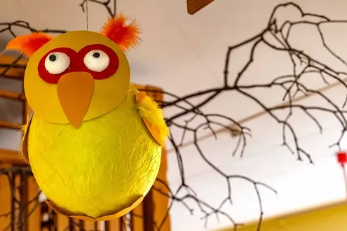 Deko Eule des Evangelischen Bonhoefferkindergartens